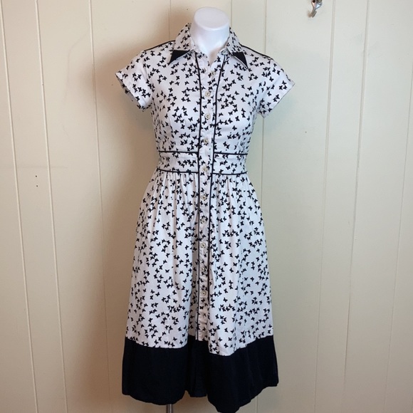 eShakti Vintage Style Retro Butterfly Shirt Dress - Picture 3 of 11